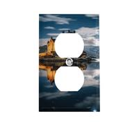 A Castle by The Lake Outlet Cover, piastra da parete standard americana con viti, in acciaio inox resistente al calore e agli urti, copertura per presa duplex a 1 banda per decorazione domestica