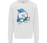 A Cat IN Bed Under The Duvet Bambini Felpa Maglione