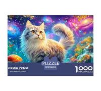 A Cat Stands Amid Vibrant Flowers, Butterflies And A Waterfall Puzzle Da 1000 Pezzi Cute Pet Cat Perfetto Regalo Per Ragazzi, Ragazze, Uomini E Donne 38x26cm/1000pcs