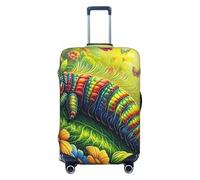 A Caterpillar in A Sunny Garden - Copertura elastica per valigia, da viaggio, con stampa, antigraffio, Nero , S