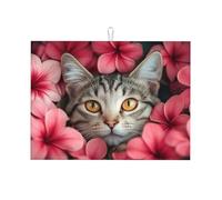 A Cat's Head in The Flower Bed Large Microfiber Dish Draining Mat riutilizzabile lavabile scolapiatti tappetino per accessori da cucina 45,7 x 61 cm