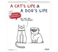A Cat's Life & A Dogs Life 2026 - Wende-Kalender - Wand-Kalender - Broschüren-Kalender - 30x30 - 30x60 geöffnet - Katzen & Hunde - Cartoon