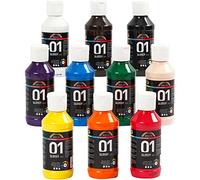 A-Color Set di 10 acrilici, per artisti principianti, studenti e professionisti, assortiti, lucido, 10 x 100 ml