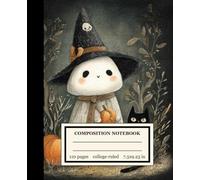 A Composition Book: Cute Cartoon Ghosts Illustration | Halloween Theme | College Ruled For School Notes, Daily Thoughts, and Creative Scribbles | 110 Pages 7.5" X 9.25"