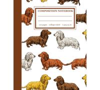 A Composition Book: Cute Long Haired Mini Dachshund Illustration | College Ruled For School Notes, Daily Thoughts, and Creative Scribbles | 110 Pages 7.5" X 9.25"
