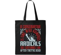 A Conservative is one who admires radicals Centuries After They Are Dead Borsa tote in cotone ecologico naturale nero, Nero , Taglia unica