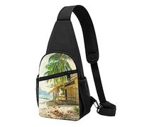 A Cottage by The Sea - Marsupio tattico con stampa sul petto, per corsa, ciclismo, colore nero, taglia unica, Multicolore, Taglia unica, Zaini Sling