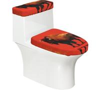 A Cow - Set di 2 copriwater con coperchio del serbatoio, elastico per WC a forma di U e allungati, decorazione per il bagno, regalo di inaugurazione della casa