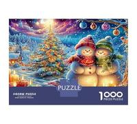 A Cozy Winter Night with Snowmen And Candles Puzzle Da 1000 Pezzi Christmas Snowman Ottimo Regalo Per Bambini E Adulti 38x26cm/1000pcs