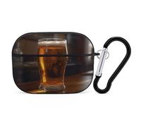 A Cup of Beer - Custodia protettiva antiurto per Airpods Pro di seconda generazione, con moschettone, anti-caduta, colore: nero