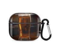 A Cup of Beer - Custodia rigida per auricolari Bluetooth, protezione completa, antiurto, supporto ricarica wireless con portachiavi, regalo personalizzato per AirPods 3