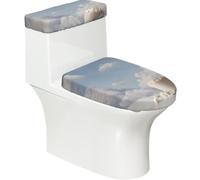 A Cup of Marshmallows, set di 2 copriwater con coperchio del serbatoio, elastico, per WC a forma di U e allungati, decorazione per il bagno, regalo di inaugurazione della casa