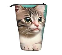 A Curious Cat - Astuccio espandibile per matite, in tessuto Oxford multi-design, altezza regolabile, trousse multiuso per cosmetici