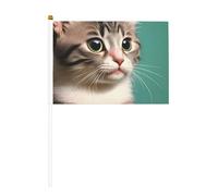 A Curious Cat - Bandierine che sventolano a mano, 14 x 20 cm, confezione da 6 bandiere bifacciali con asta in plastica, mini striscione per eventi sportivi e celebrazioni