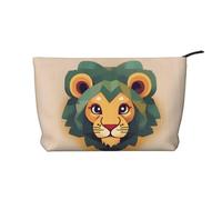 A Curious Cat - Borsa cosmetica portatile di grande capacità, in velluto a coste, con cerniera, borsa da viaggio, Leone dei cartoni, Taglia unica