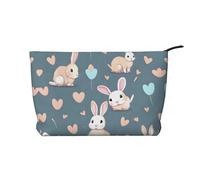 A Curious Cat - Borsa cosmetica portatile di grande capacità, in velluto a coste, con cerniera, borsa da viaggio, Carino coniglietto dei, Taglia unica