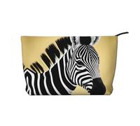 A Curious Cat - Borsa cosmetica portatile di grande capacità, in velluto a coste, con cerniera, borsa da viaggio, Zebra Bianca e Nera, Taglia unica
