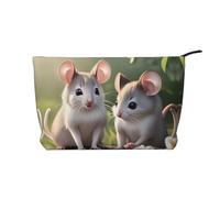 A Curious Cat - Borsa cosmetica portatile di grande capacità, in velluto a coste, con cerniera, borsa da viaggio, Mouse innamorato, Taglia unica