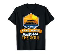 A Day At Lake James Restores The Soul Camping Sayings Camper Maglietta