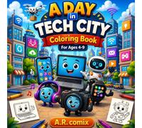 A Day in Tech City: A Fun Coloring Book for Kids Ages 4-9: Meet Cute Gadget Characters, Explore a Digital World, and Color 50 Adorable Tech Scenes