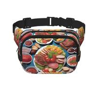 A Delicious Feast - Marsupio quadrato a doppio strato con cinghia regolabile per attività all'aperto, nero, taglia unica, Nero , Taglia unica