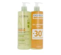 A-DERMA EXOMEGA CONTROL emollient gel 2in1 pack 2 x 500 ml