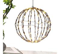 a di Natale per esterni, a fatata, con cornice per giardino, palline natalizie illuminate per esterni, struttura piatta in metallo, grande luce da fata per portico, patio