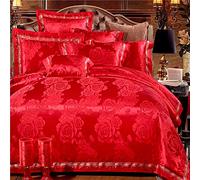 a Dimensione King Size Oro copripiumini Doppi Biancheria da Letto Rosa coperture per Piumino Doppia Cotone Set di Seta 4pcs Jacquard Gemelli (Un re)