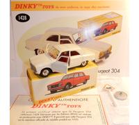 A DINKY Toys Atlas PEUGEOT 304 Crema Bianco + Pannello 1/43 Rif. 1428 IN Box