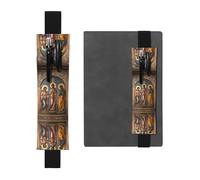 A Divine Frescoes - Portapenne regolabile in pelle, segnalibro per diari, quaderni, agende e tablet, colore: nero