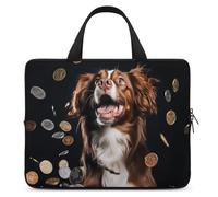 A Dog and Coins - Custodia per computer portatile da 15", ultra sottile, impermeabile, con cinghia da polso