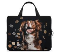 A Dog and Coins - Custodia per computer portatile da 17", ultra sottile, impermeabile, con cinghia da polso