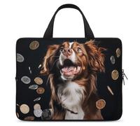 A Dog and Coins - Custodia per computer portatile, ultra sottile, impermeabile, 13", con cinghia da polso