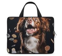 A Dog and Coins - Custodia per computer portatile, ultrasottile, impermeabile, 10", con cinghia da polso