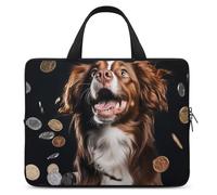 A Dog and Coins - Custodia per computer portatile, ultrasottile, impermeabile, da 12", con cinghia da polso
