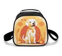 A Dog Sitting Lunch Bag Crossbody, isolata piccola borsa per il pranzo con tracolla regolabile, riutilizzabile Lunchbox per lavoro, picnic, viaggi