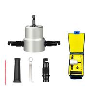 A doppia testa for taglio di lamiere, taglierina for metallo Nibbler, attacco for trapano elettrico, piastra in acciaio inossidabile Alta efficienza(Blauw)