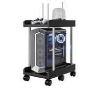 A doppio strato Host Stand with Six Universal Locking Wheels, robuste and Long-Lasting, Compatible with Various Devices, Ideal for Different Office Environments, Easy to Put Together, And Helps Save