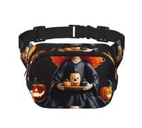 a doppio strato per uomo e donna, cintura da corsa impermeabile regolabile, multifunzionale con divertente stampa di strega di Halloween per viaggi, escursioni, fitness