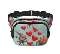 a doppio strato per uomo e donna, cintura da corsa impermeabile regolabile, multifunzionale con due cuori innamorati sulla stampa della bicicletta per viaggi, escursioni, fitness