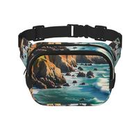 a doppio strato per uomo e donna, cintura da corsa impermeabile regolabile, multifunzionale con stampa Coastal Dreams per viaggi, escursioni, fitness