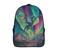 A Drago Soars Above The Sky Covered by The Aurora Zaini Stampa 3D Multifunzione Zaino Da Viaggio Bookbag Tasche Nascoste Laterali Daypack Borsa Da Scuola 16 inch