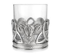A E Williams Bicchiere da whisky con design in peltro ariete | Bicchieri di cristallo con fondo pesante | Bicchiere da cocktail Bourbon | Regalo unico da uomo per festa di compleanno anniversario