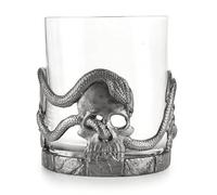 A E Williams Bicchiere da whisky con teschio della morte in peltro e serpente, bicchieri di cristallo con fondo pesante, bicchiere da vino e cocktail bourbon, regalo unico da uomo per festa di