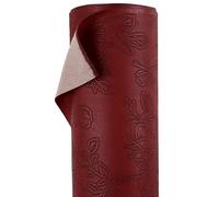 A-Express Floreale Ecopelle Tessuto - Pelle Sintetica PU Goffrata - 140 cm di Larghezza di Al Metro Materiale in Similpelle - Tessuto da Tappezzeria per Auto, Fogli - 2 Metri Bordeaux