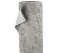 A-Express Floreale Ecopelle Tessuto - Pelle Sintetica PU Goffrata - 140 cm di Larghezza di Al Metro Materiale in Similpelle - Tessuto da Tappezzeria per Auto, Fogli - Mezzo Metro Grigio