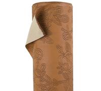 A-Express Floreale Ecopelle Tessuto - Pelle Sintetica PU Goffrata - 140 cm di Larghezza di Al Metro Materiale in Similpelle - Tessuto da Tappezzeria per Auto, Fogli - 1 Metro Marrone chiaro