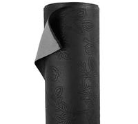 A-Express Floreale Ecopelle Tessuto - Pelle Sintetica PU Goffrata - 140 cm di Larghezza di Al Metro Materiale in Similpelle - Tessuto da Tappezzeria per Auto, Fogli - Mezzo Metro Nero