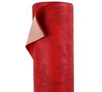 A-Express Floreale Ecopelle Tessuto - Pelle Sintetica PU Goffrata - 140 cm di Larghezza di Al Metro Materiale in Similpelle - Tessuto da Tappezzeria per Auto, Fogli - 1 Metro Rosso