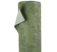 A-Express Floreale Ecopelle Tessuto - Pelle Sintetica PU Goffrata - 140 cm di Larghezza di Al Metro Materiale in Similpelle - Tessuto da Tappezzeria per Auto, Fogli - Mezzo Metro Verde